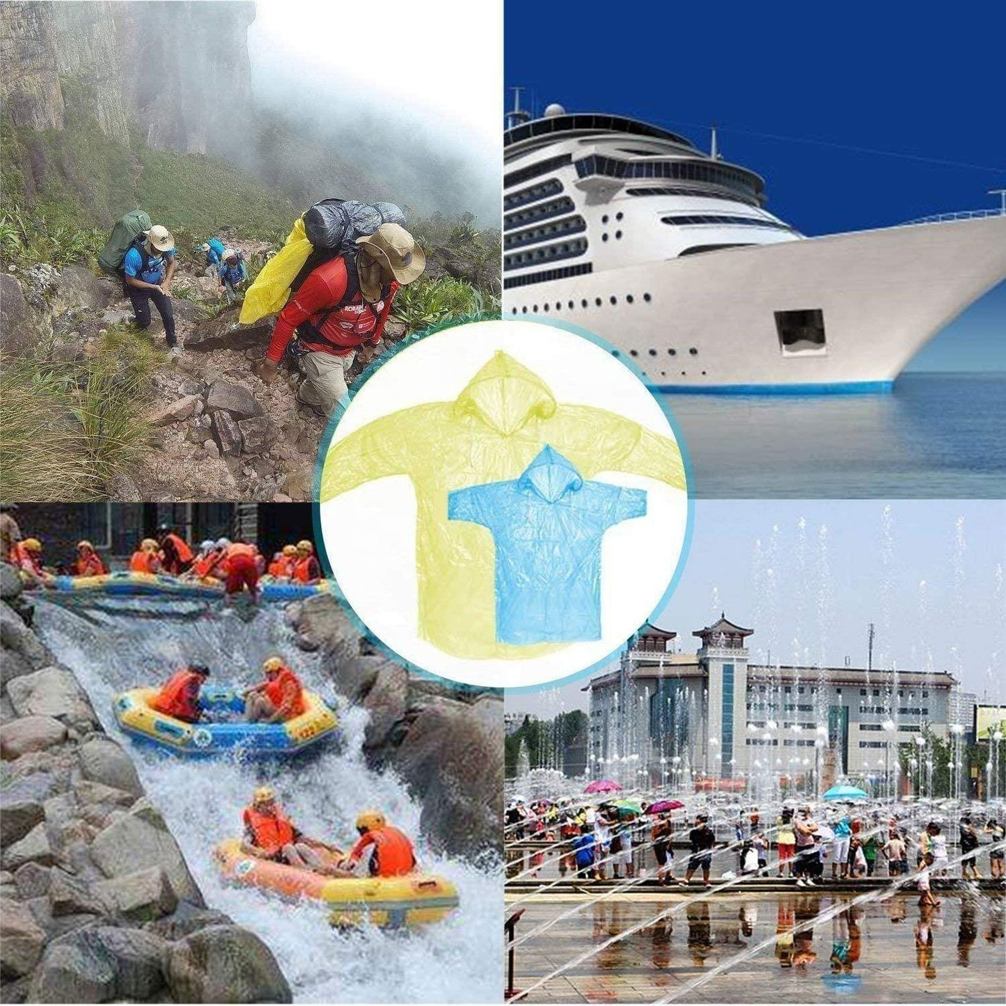 FULLY Reusable Wallet Rain Card Rain Coat for Adults (Set of 10) Multicolour